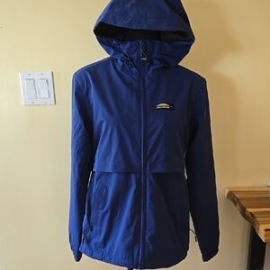 Chlorophylle Stratus Women's Blue Hooded Rain Jacket, Sm, Like New